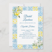 地中海の青いタイルとレモンのウェディング ブランシュ 招待状 (正面)