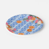 地中海の青いタイルを飾ったアモーレのような結婚前お祝いパーティ ペーパープレート (アングル)