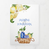 地中海の青いタ結婚イル 三つ折り招待状 (カバー)