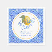 地中海の青いラ・ドルチェ・ヴィータ ブライダルシャワー スタンダードカクテルナプキン (正面)