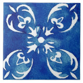 地中海の鮮やか青の水色絵を描 タイル (正面)