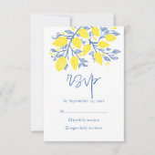 地中海の黄シンプルレモンつる植物RSVPカード 出欠カード (正面)