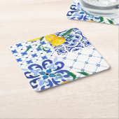 地中海の，アマルフィスタイル,シンプル正方形 スクエアペーパーコースター (アングル)