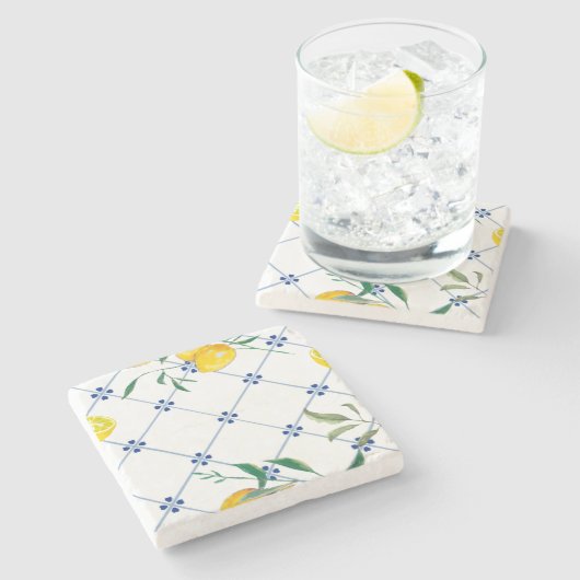 地中海の，アマルフィスタイル,シンプル正方形 ストーンコースター (横)