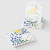 地中海の，アマルフィスタイル,シンプル正方形        ストーンコースター (横)