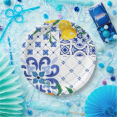 地中海の，アマルフィスタイル,シンプル正方形 ペーパープレート (パーティー)