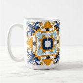 地中海の,シチリアの瓦,レモン コーヒーマグカップ (左)