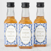 地中海の-スタイル青と白のパターン リキュールボトルラベル (ボトル)