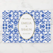 地中海の-スタイル青と白のパターン リキュールボトルラベル (シングルラベル)