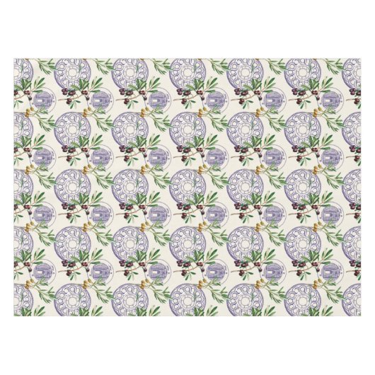 地中海の，トスカのスタイル，オリーブの模様     テーブルクロス (正面(横))