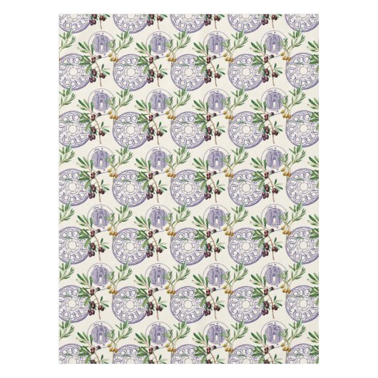 地中海の，トスカのスタイル，オリーブの模様     テーブルクロス (正面)