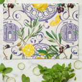 地中海の,トスカーナスタイル,オリーブ,パターン キッチンタオル (折り畳み)