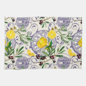 地中海の,トスカーナスタイル,オリーブ,パターン キッチンタオル (横)