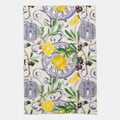 地中海の,トスカーナスタイル,オリーブ,パターン キッチンタオル (縦)