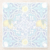 地中海の，マジョリカ，タイル，レモン，柑橘類 ガラスコースター (裏面)