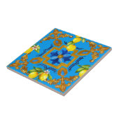 地中海の，マジョリカ，タイル，レモン，柑橘類 タイル (側面)