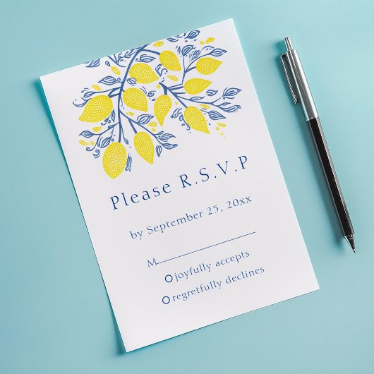 地中海の – レモインスパイアンつる植物RSVPカード 出欠カード
