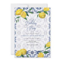地中海の |レモン |大人の誕生日招待状