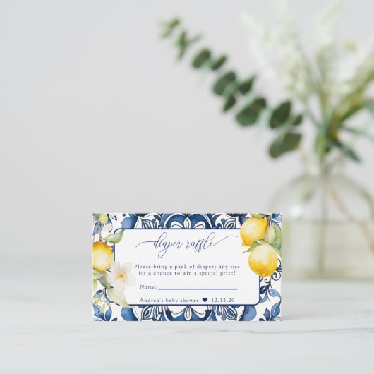 地中海の | Citrusレモン |おむつラッフル エンクロージャーカード (スタンド正面)