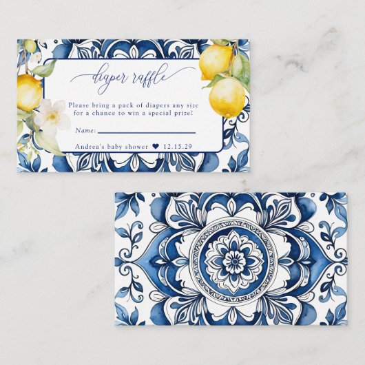 地中海の | Citrusレモン |おむつラッフル エンクロージャーカード (正面/裏面)