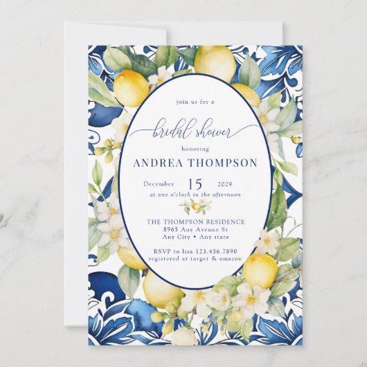地中海の | Citrusレモン |ブライダルシャワー 招待状 (正面)