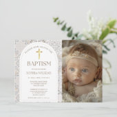 地中海のAmalfiタイルArch Baptism写真 招待状 (スタンド正面)