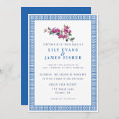 地中海のBougainvilleaギリシャQRコー結婚ド 招待状 (正面/裏面)