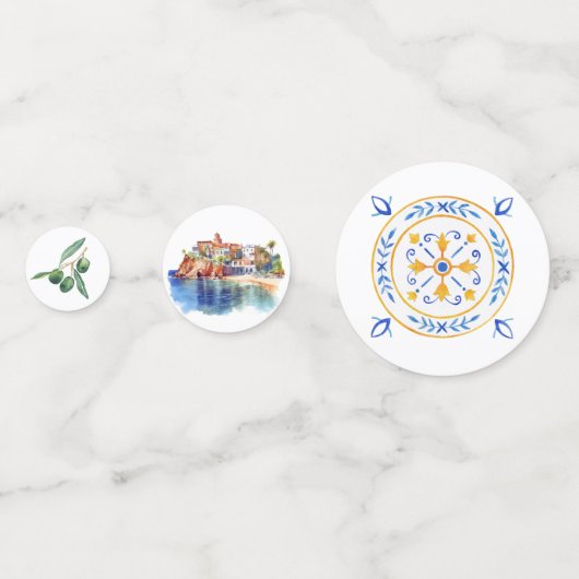 地中海イタリアンテーマの結婚式テーブル コンフェッティ (裏面)