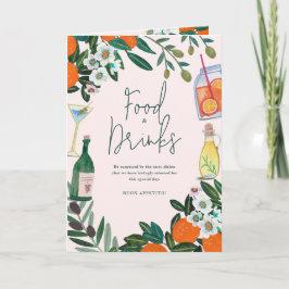 地中海イタリアン　レモン　ピンク　ウェディング　メニュー サンキューカード