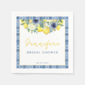 地中海イタリアン レモン ブライダルシャワー ペーパー スタンダードカクテルナプキン (正面)