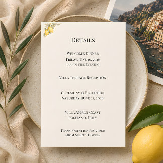地中海イタリア沿岸の贅沢な結婚式 エンクロージャーカード