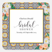 地中海イタリア 青いタイル ブライダルシャワー スクエアシール (正面)