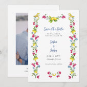 地中海ガーデン フラワーのSave the Date 招待状 (正面/裏面)