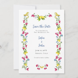 地中海ガーデン フラワーのSave the Date 招待状