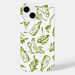地中海グリーン ホワイト オリーブ ボタニカル柄 Case-Mate iPhone 14ケース
