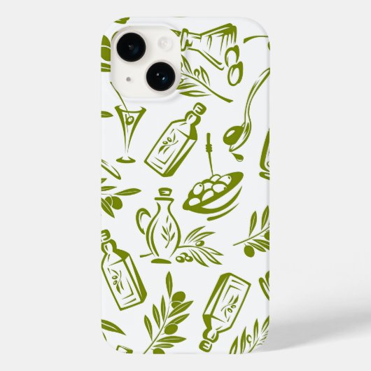 地中海グリーン ホワイト オリーブ ボタニカル柄 Case-Mate iPhoneケース (裏面)