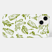 地中海グリーン ホワイト オリーブ ボタニカル柄 Case-Mate iPhoneケース (裏面 (横))