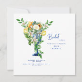 地中海コバルトブルーの結婚前お披露目パーティー 招待状 (正面)