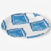 地中海コバルトブルータイルラウンド ペーパープレート (アングル)