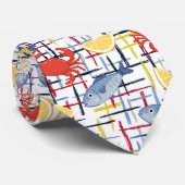 地中海シーフードマーケットパターン (1) ネクタイ (ロール)