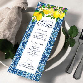 地中海スタイルのタイルとレモンのメニュー メニュー