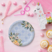 地中海スタイルのタイルを使ったブライズシャワー ペーパープレート (パーティー)