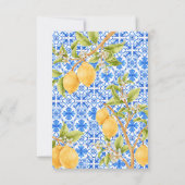 地中海スタイルのタイル イタリア レモン ブライダルシャワー サンキューカード (裏面)