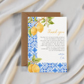 地中海スタイルのタイル イタリア レモン ブライダルシャワー サンキューカード