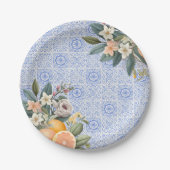 地中海スタイルのタイル ブライダルシャワー ペーパープレート (正面)