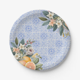 地中海スタイルのタイル ブライダルシャワー ペーパープレート