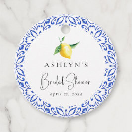 地中海スタイルのタイル レモン ブライダルシャワーフェルトタグ フェイバータグ