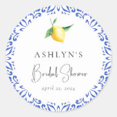 地中海スタイルのタイル レモン ブライダルシャワー ステッカー (正面)