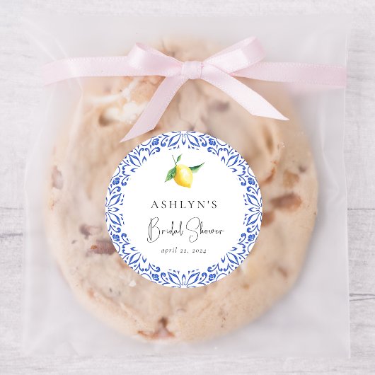 地中海スタイルのタイル レモン ブライダルシャワー ステッカー