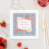 地中海スタイルの青いタイルの柑橘類ベビーシャワーパーティー スタンダードランチョンナプキン (インサイチュ)